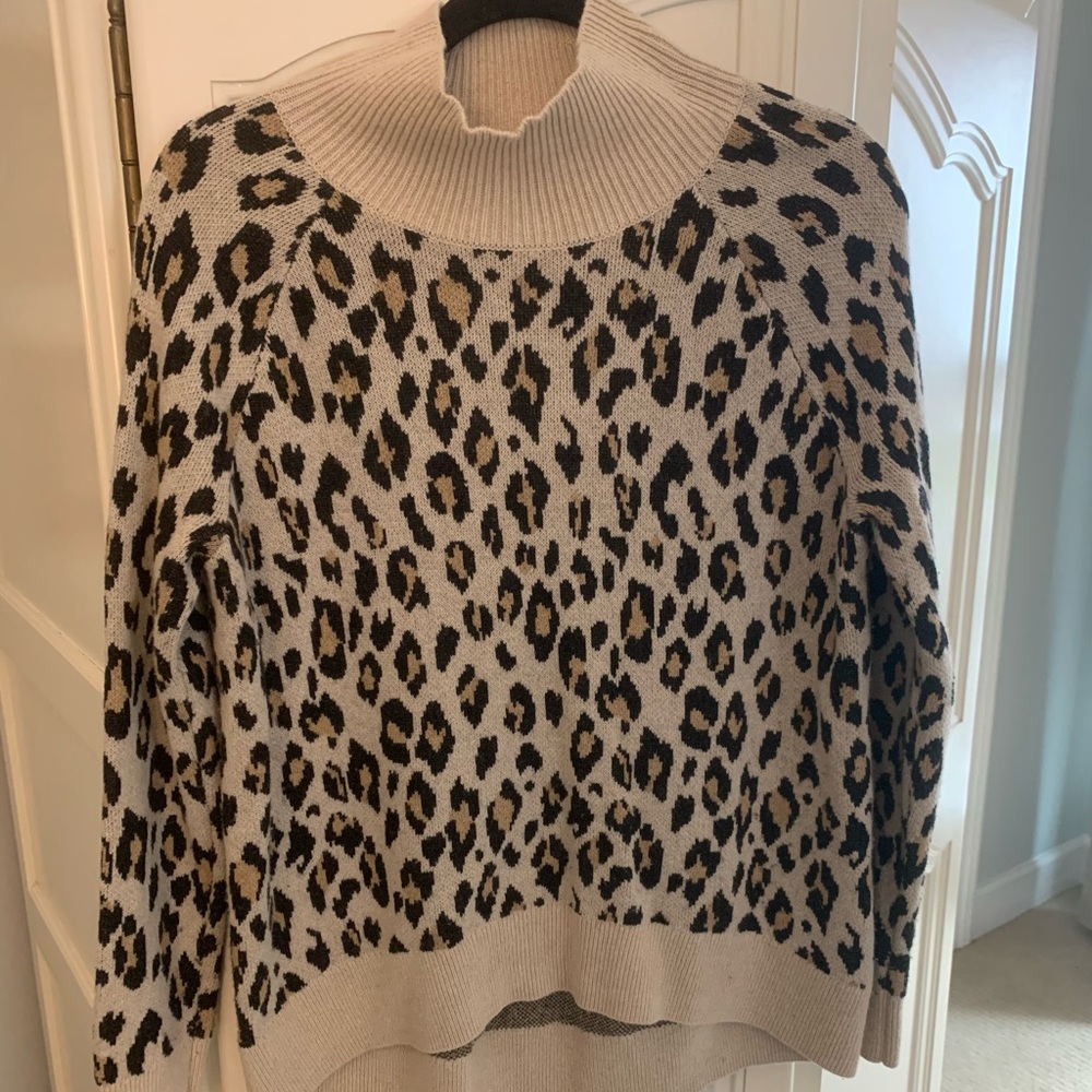 Loft Cheetah Print Funnel Neck Sweater